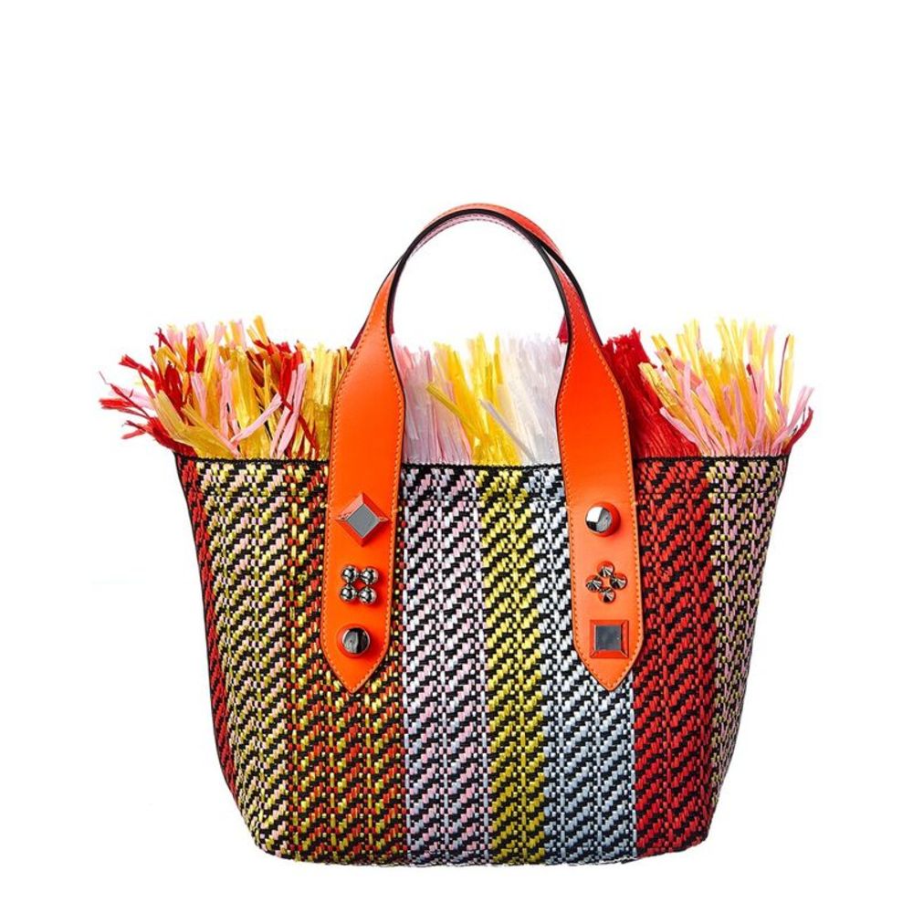 Christian Louboutin Frangibus Small Raffia & Leather Tote - Picture 2 of 4